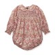 Jane Austen Romper with Raspberry Crumble Hand Smocking made with Liberty Poppies and Daisies