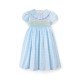 Katherine Johnson Dress Blue Sky Gingham with Rainbow Hand Smocking