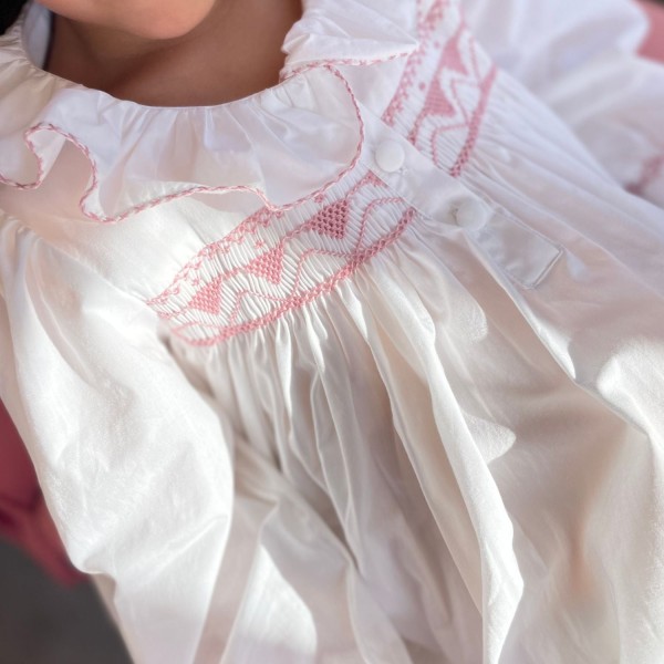 Nightingale Girl's Dress Moonstone with Kir Royale Hand Smocking